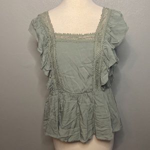 NWT Jun & Ivy Cap Sleeve Top Tie Back Sage Green XL